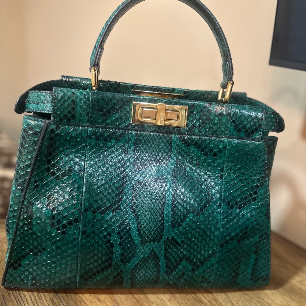 Fendi Medium Python Peekaboo Green Bag - image 8
